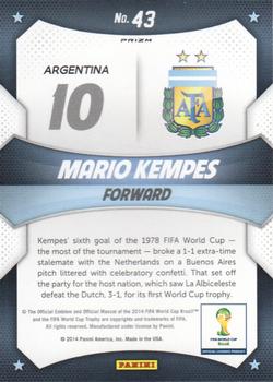 2014 Panini Prizm FIFA World Cup Brazil - World Cup Stars Prizms Blue and Red Blue Wave #43 Mario Kempes Back