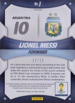 2014 Panini Prizm FIFA World Cup Brazil - World Cup Stars Prizms Gold #1 Lionel Messi Back