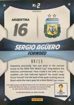 2014 Panini Prizm FIFA World Cup Brazil - World Cup Stars Prizms Gold #2 Sergio Aguero Back
