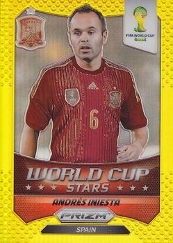 2014 Panini Prizm FIFA World Cup Brazil - World Cup Stars Prizms Gold #30 Andres Iniesta Front
