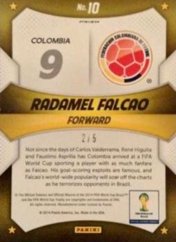2014 Panini Prizm FIFA World Cup Brazil - World Cup Stars Prizms Gold Power #10 Radamel Falcao Back