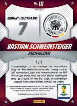 2014 Panini Prizm FIFA World Cup Brazil - World Cup Stars Prizms Gold Power #16 Bastian Schweinsteiger Back