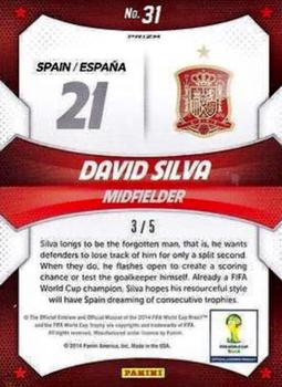 2014 Panini Prizm FIFA World Cup Brazil - World Cup Stars Prizms Gold Power #31 David Silva Back
