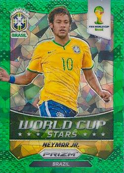 2014 Panini Prizm FIFA World Cup Brazil - World Cup Stars Prizms Green Crystal #7 Neymar Jr. Front