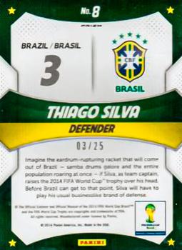 2014 Panini Prizm FIFA World Cup Brazil - World Cup Stars Prizms Green Crystal #8 Thiago Silva Back