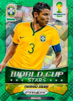 2014 Panini Prizm FIFA World Cup Brazil - World Cup Stars Prizms Green Crystal #8 Thiago Silva Front