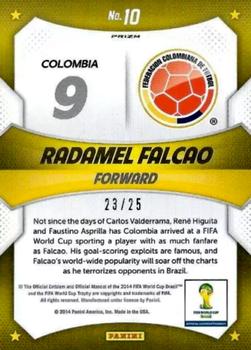 2014 Panini Prizm FIFA World Cup Brazil - World Cup Stars Prizms Green Crystal #10 Radamel Falcao Back