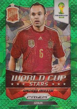 2014 Panini Prizm FIFA World Cup Brazil - World Cup Stars Prizms Green Crystal #30 Andres Iniesta Front