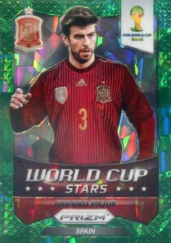 2014 Panini Prizm FIFA World Cup Brazil - World Cup Stars Prizms Green Crystal #32 Gerard Pique Front