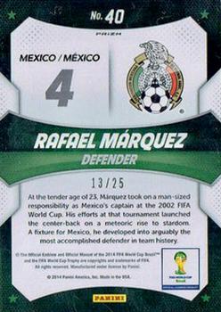 2014 Panini Prizm FIFA World Cup Brazil - World Cup Stars Prizms Green Crystal #40 Rafael Marquez Back