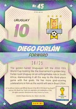 2014 Panini Prizm FIFA World Cup Brazil - World Cup Stars Prizms Green Crystal #45 Diego Forlan Back