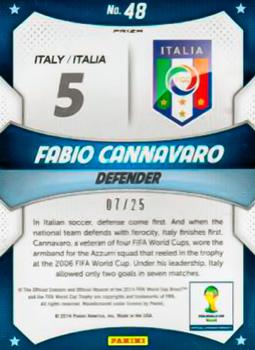 2014 Panini Prizm FIFA World Cup Brazil - World Cup Stars Prizms Green Crystal #48 Fabio Cannavaro Back