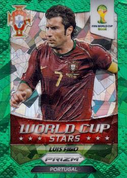 2014 Panini Prizm FIFA World Cup Brazil - World Cup Stars Prizms Green Crystal #49 Luis Figo Front