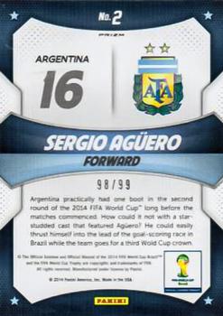 2014 Panini Prizm FIFA World Cup Brazil - World Cup Stars Prizms Purple #2 Sergio Aguero Back
