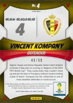 2014 Panini Prizm FIFA World Cup Brazil - World Cup Stars Prizms Purple #4 Vincent Kompany Back