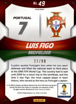 2014 Panini Prizm FIFA World Cup Brazil - World Cup Stars Prizms Purple #49 Luis Figo Back