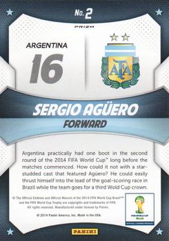 2014 Panini Prizm FIFA World Cup Brazil - World Cup Stars Prizms Red, White and Blue Power Plaid #2 Sergio Aguero Back