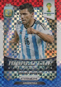 2014 Panini Prizm FIFA World Cup Brazil - World Cup Stars Prizms Red, White and Blue Power Plaid #2 Sergio Aguero Front