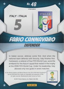 2014 Panini Prizm FIFA World Cup Brazil - World Cup Stars Prizms Red, White and Blue Power Plaid #48 Fabio Cannavaro Back