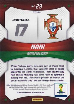 2014 Panini Prizm FIFA World Cup Brazil - World Cup Stars Prizms Red, White and Blue Power Plaid #29 Nani Back