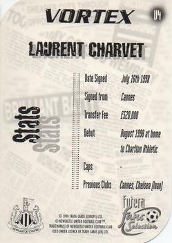 1999 Futera Newcastle United Fans' Selection - Vortex #V4 Laurent Charvet Back