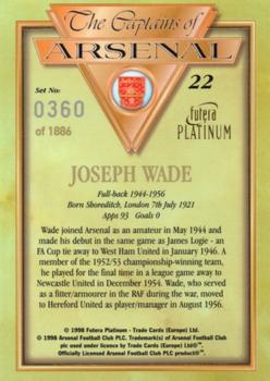 1998 Futera Platinum The Captains of Arsenal #22 Joseph Wade Back