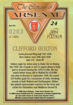 1998 Futera Platinum The Captains of Arsenal #24 Clifford Holton Back