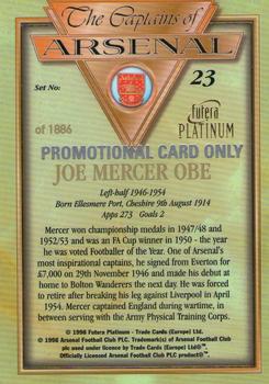 1998 Futera Platinum The Captains of Arsenal - Promotional Card Set #23 Joe Mercer Back