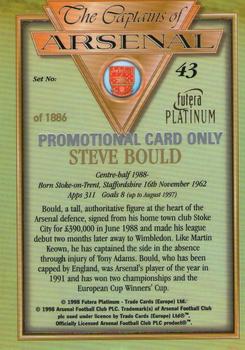 1998 Futera Platinum The Captains of Arsenal - Promotional Card Set #43 Steve Bould Back
