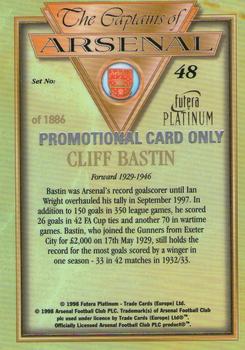 1998 Futera Platinum The Captains of Arsenal - Promotional Card Set #48 Cliff Bastin Back