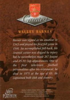1999 Futera Platinum Arsenal Greatest #NNO Walley Barnes Back