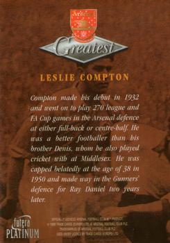 1999 Futera Platinum Arsenal Greatest #NNO Leslie Compton Back