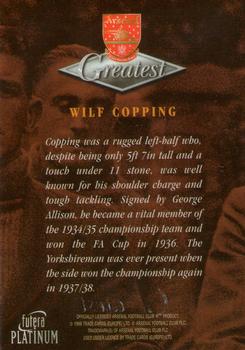 1999 Futera Platinum Arsenal Greatest #NNO Wilf Copping Back