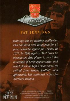 1999 Futera Platinum Arsenal Greatest #NNO Pat Jennings Back