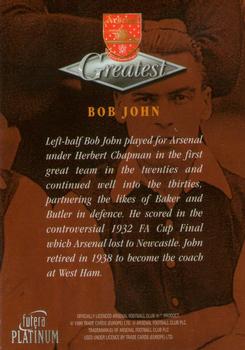 1999 Futera Platinum Arsenal Greatest #NNO Bob John Back