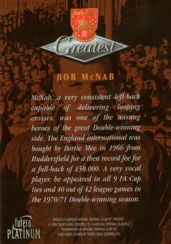 1999 Futera Platinum Arsenal Greatest #NNO Bob McNab Back