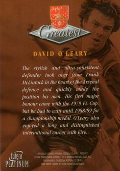1999 Futera Platinum Arsenal Greatest #NNO David O'Leary Back