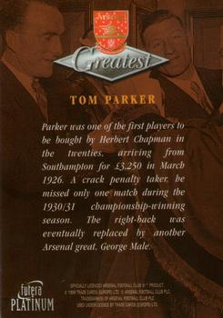 1999 Futera Platinum Arsenal Greatest #NNO Tom Parker Back