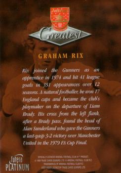 1999 Futera Platinum Arsenal Greatest #NNO Graham Rix Back