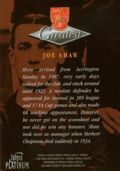 1999 Futera Platinum Arsenal Greatest #NNO Joe Shaw Back