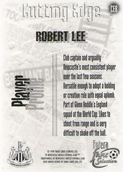 1999 Futera Newcastle United Fans' Selection - Cutting Edge Embossed Foil #CE8 Robert Lee Back