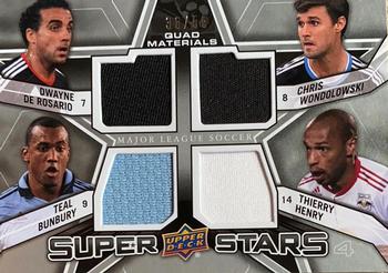 2012 Upper Deck MLS - Super Stars Quad Materials #SS-SCR Chris Wondolowski / Dwayne De Rosario / Teal Bunbury / Thierry Henry Front