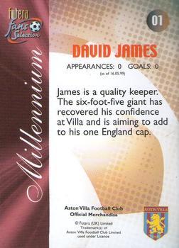 2000 Futera Fans Selection Aston Villa - Foil #1 David James Back