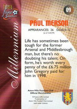 2000 Futera Fans Selection Aston Villa - Foil #9 Paul Merson Back