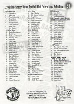 1999 Futera Manchester United Fans' Selection #99 The Checklist Back