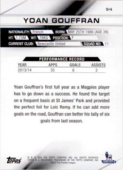 2014 Topps Premier Gold #94 Yoan Gouffran Back