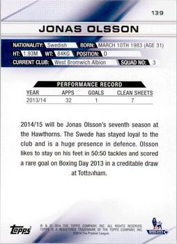 2014 Topps Premier Gold #139 Jonas Olsson Back