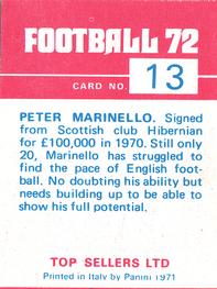 1971-72 Panini Football 72 #13 Peter Marinello Back