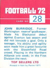 1971-72 Panini Football 72 #28 John Burridge Back