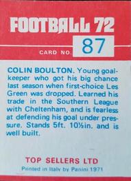 1971-72 Panini Football 72 #87 Colin Boulton Back